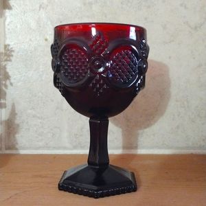 Vintage Avon Cape Cod Ruby Red Glass Goblet liquor glass collectible